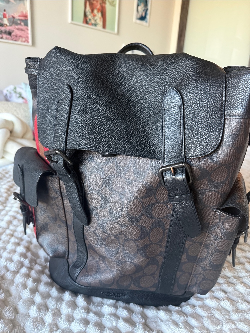 COACH Signature Leather Monogram Laptop Backpack